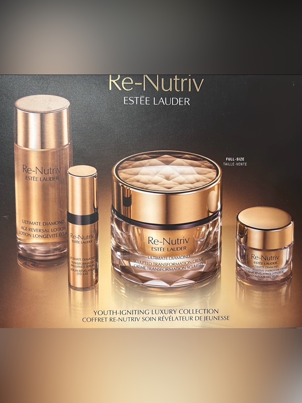 Estee Lauder Re-Nutriv Ultimate Diamond Sculpted Crème — Gold/ FULL SIZE/SET.